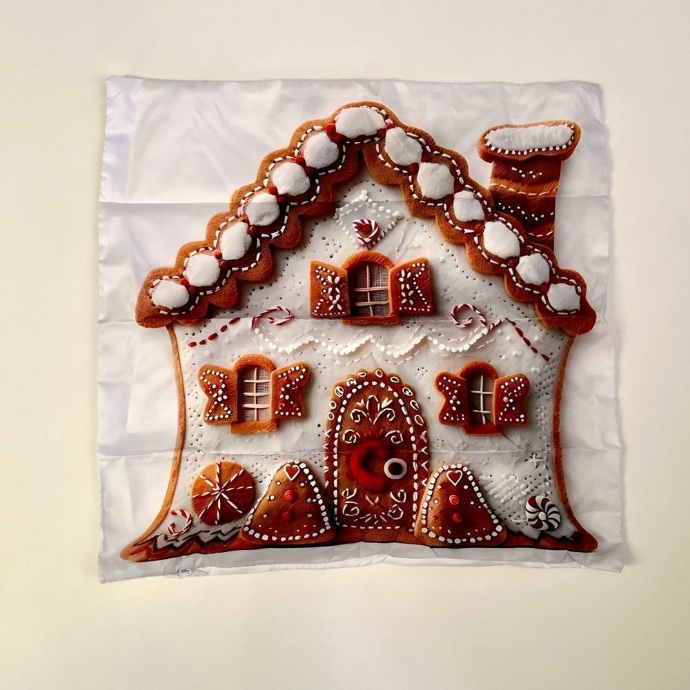 Gingerbread House Holiday Pillow Cover